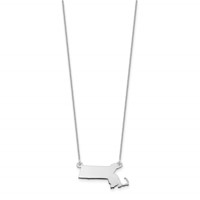 14K White Gold Massachusetts State Necklace view 2