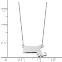 14K White Gold Massachusetts State Necklace view 3