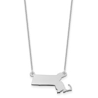 14K White Gold Massachusetts State Necklace view 1