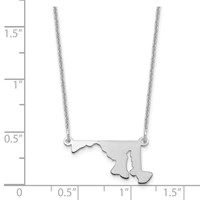 14K White Gold Maryland State Necklace view 3