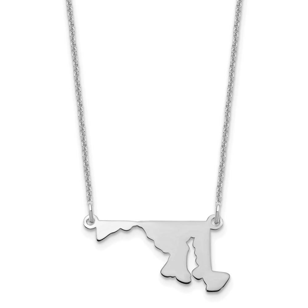 14K White Gold Maryland State Necklace