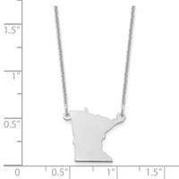 14K White Gold Minnesota State Necklace view 3