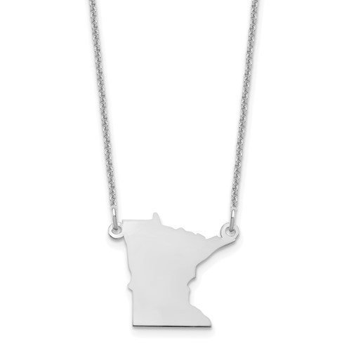 14K White Gold Minnesota State Necklace