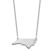 14K White Gold North Carolina State Necklace view 1
