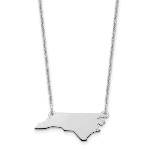 14K White Gold North Carolina State Necklace