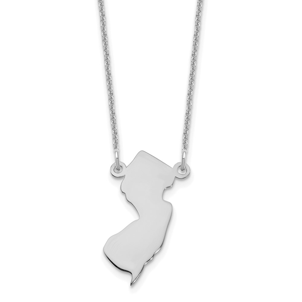 14K White Gold New Jersey State Necklace