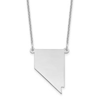 14K White Gold Nevada State Necklace view 1