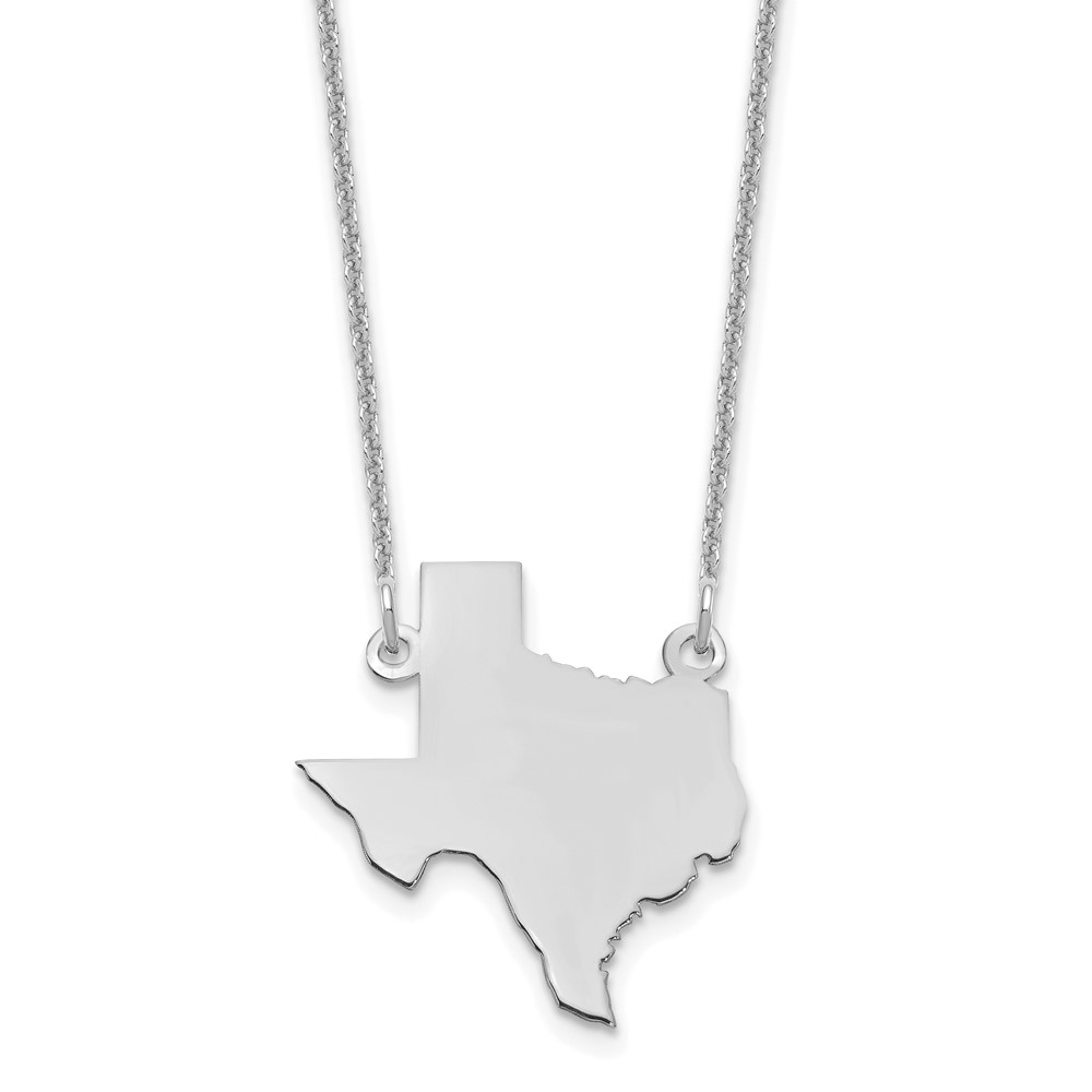 14K White Gold Texas State Necklace
