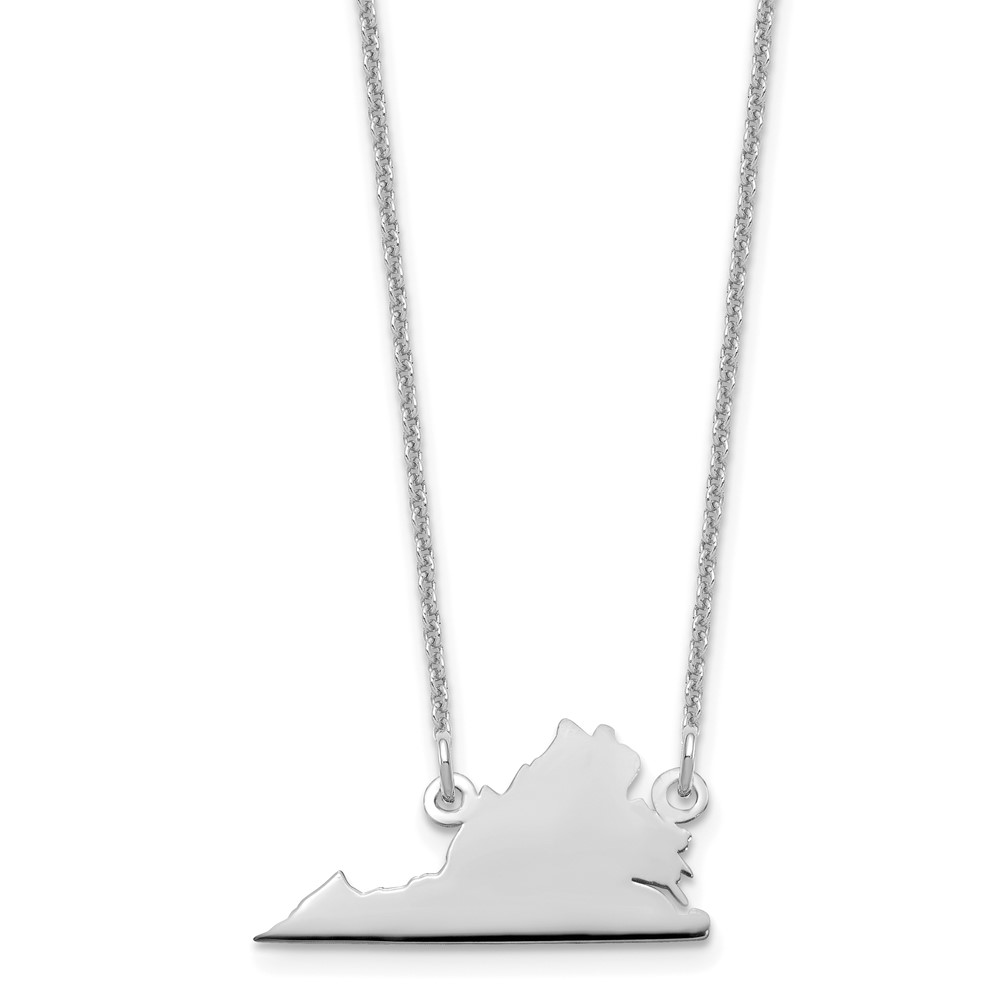 14K White Gold Virginia State Necklace