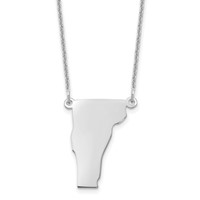 14K White Gold Vermont State Necklace view 1