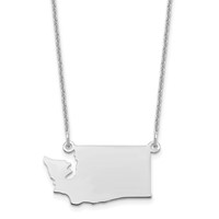 14K White Gold Washington State Necklace view 1