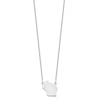 14K White Gold Wisconsin State Necklace view 2