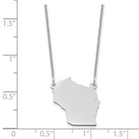 14K White Gold Wisconsin State Necklace view 3