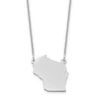 14K White Gold Wisconsin State Necklace view 1