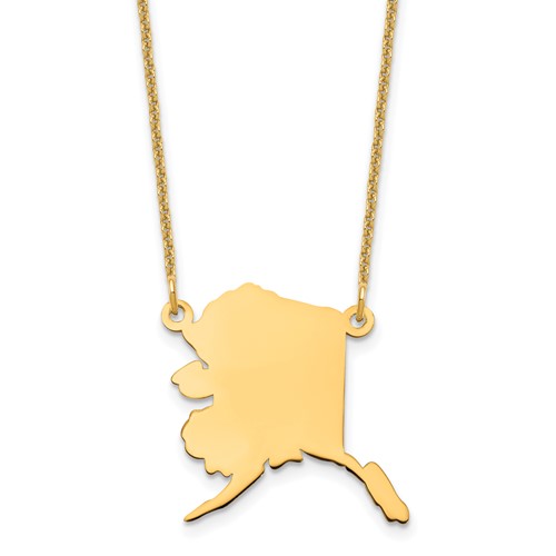 14K Yellow Gold Alaska State Necklace