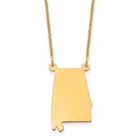 14K Yellow Gold Alabama State Necklace view 1