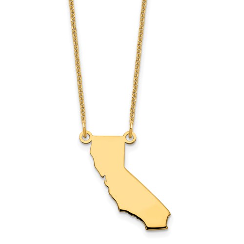 14K Yellow Gold California State Necklace