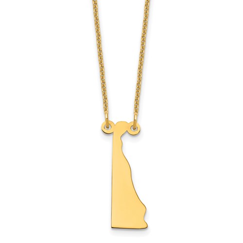 14K Yellow Gold Delaware State Necklace
