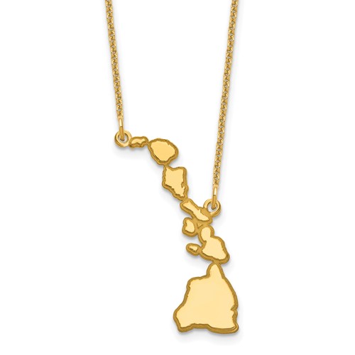 14K Yellow Gold Hawaii State Necklace