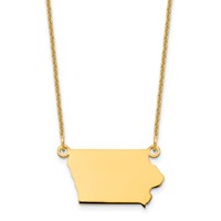 14K Yellow Gold Iowa State Necklace view 1