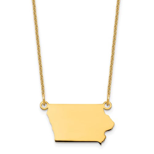 14K Yellow Gold Iowa State Necklace