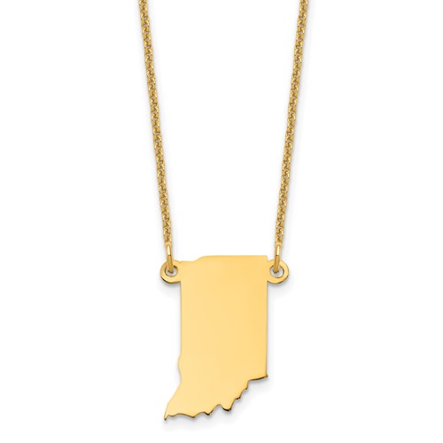 14K Yellow Gold Indiana State Necklace