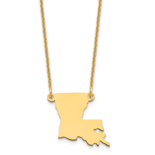 14K Yellow Gold Louisiana State Necklace