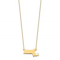 14K Yellow Gold Massachusetts State Necklace view 2
