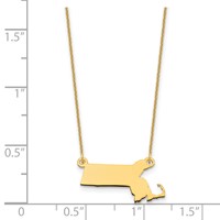 14K Yellow Gold Massachusetts State Necklace view 3