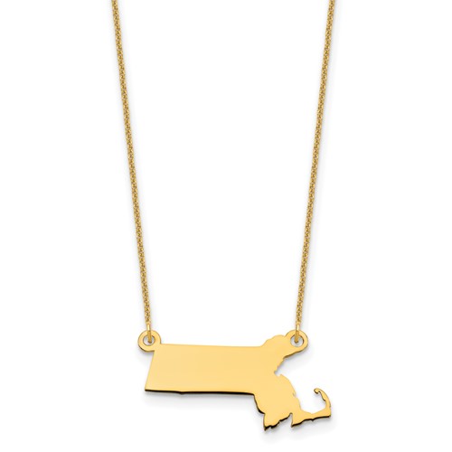 14K Yellow Gold Massachusetts State Necklace