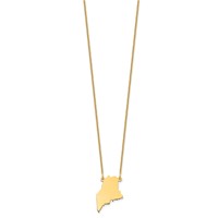 14K Yellow Gold Maine State Necklace view 2