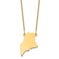 14K Yellow Gold Maine State Necklace view 1
