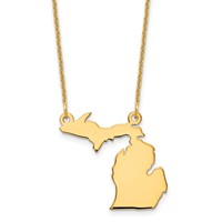 14K Yellow Gold Michigan State Necklace view 1
