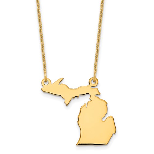 14K Yellow Gold Michigan State Necklace