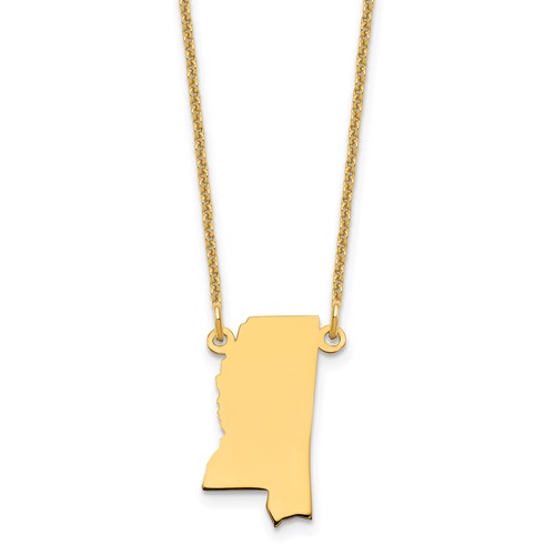 14K Yellow Gold Mississippi State Necklace