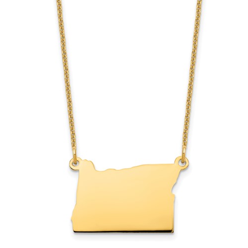 14K Yellow Gold Oregon State Necklace