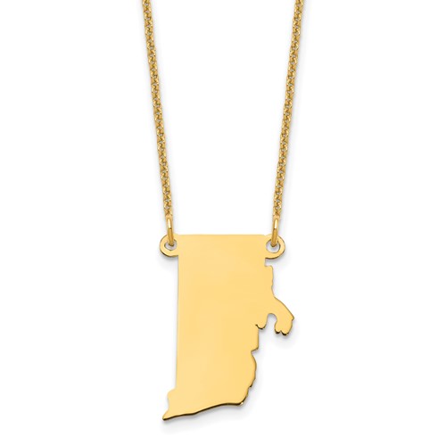 14K Yellow Gold Rhode Island State Necklace