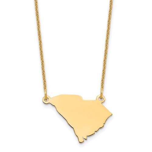 14K Yellow Gold South Carolina State Necklace