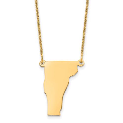14K Yellow Gold Vermont State Necklace