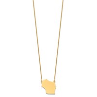 14K Yellow Gold Wisconsin State Necklace view 2