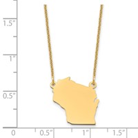 14K Yellow Gold Wisconsin State Necklace view 3
