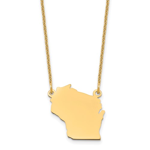 14K Yellow Gold Wisconsin State Necklace