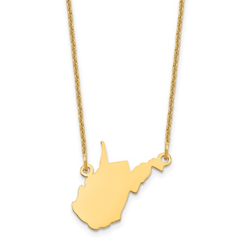 14K Yellow Gold Wisconsin State Necklace
