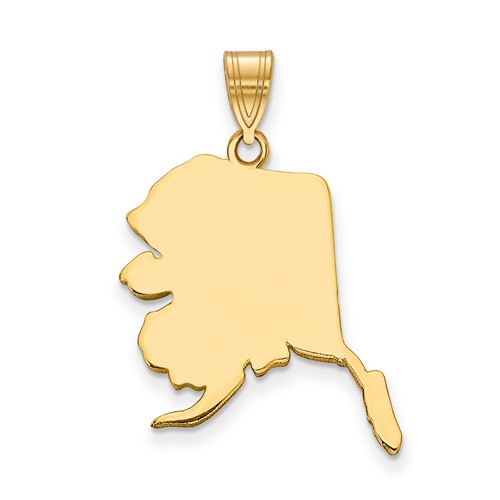 14K Yellow Gold Alaska State Pendant