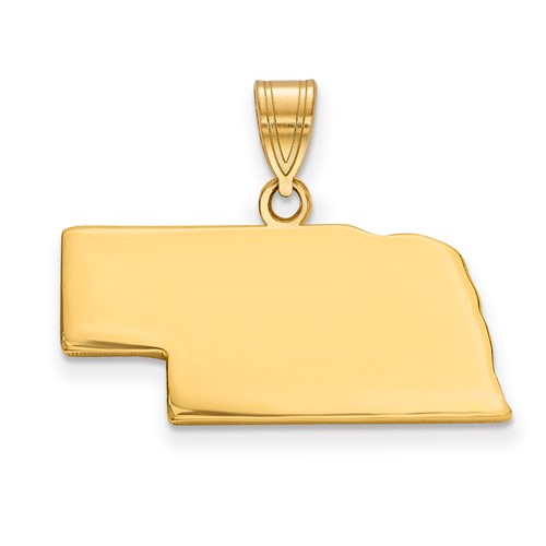 14K Yellow Gold Nebraska State Pendant