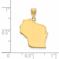 14K Yellow Gold Wisconsin State Pendant view 2