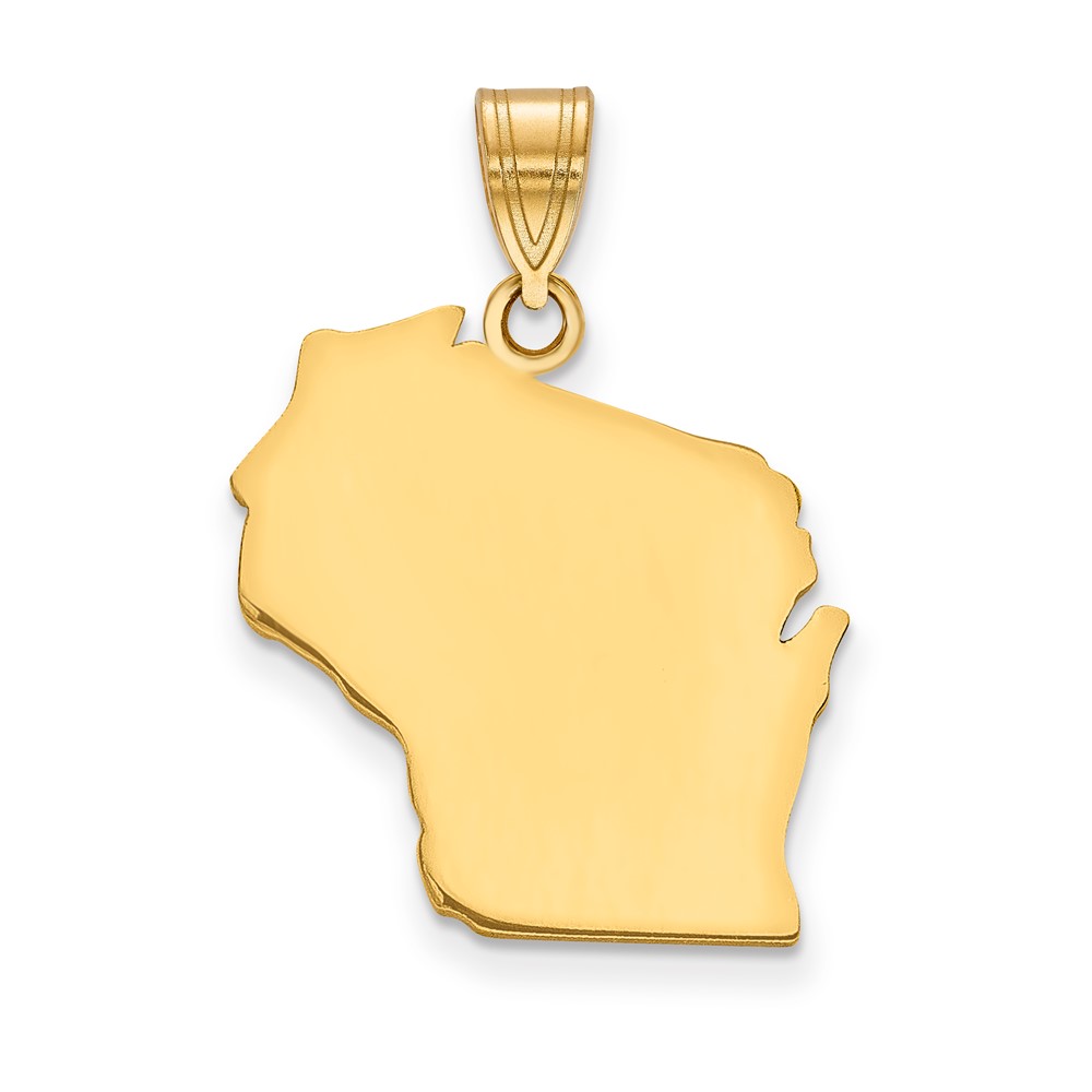 14K Yellow Gold Wisconsin State Pendant