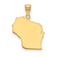 14K Yellow Gold Wisconsin State Pendant view 1
