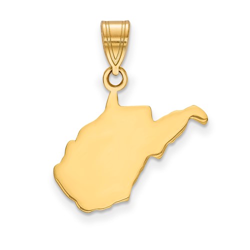 14K Yellow Gold West Virginia State Pendant