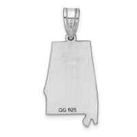 Sterling Silver Rhodium-plated Alabama State Pendant view 4
